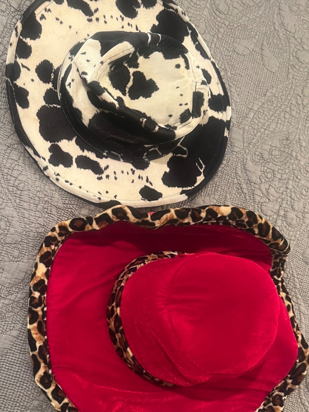 Two Wild and Crazy Animal Print Hats, Stetson and Elope, Cow and Leopard Print